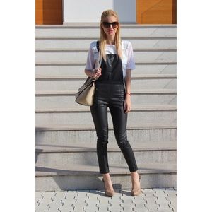 Faux Leather Overalls